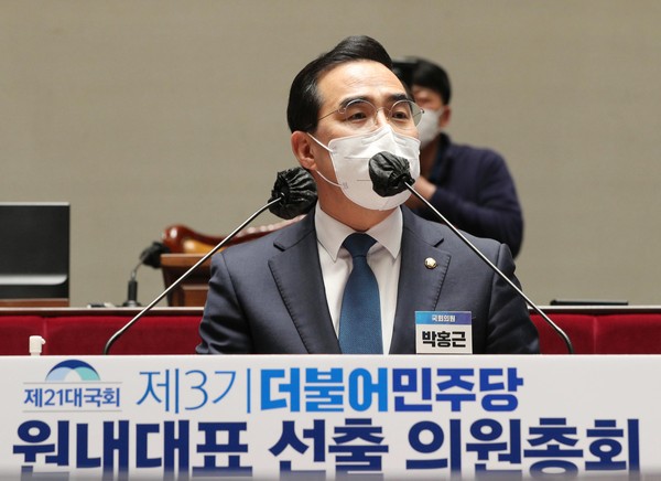더불어민주당 신임 원내대표로 선출된 박홍근 의원. 사진=뉴시스