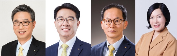 (왼쪽부터) KB금융지주 허인·이동철·양종희 부회장, 박정림 부문장. 사진=뉴시스