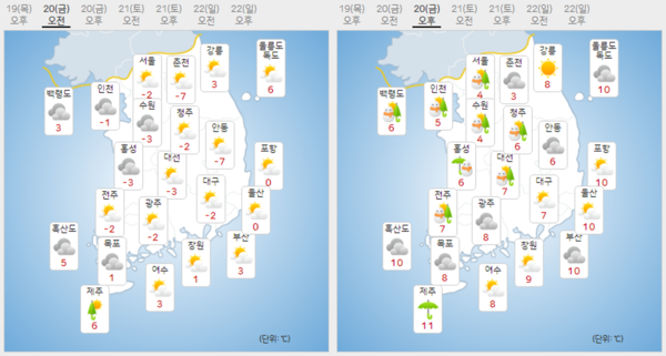 내일 전국 날씨 예보 ⓒ기상청