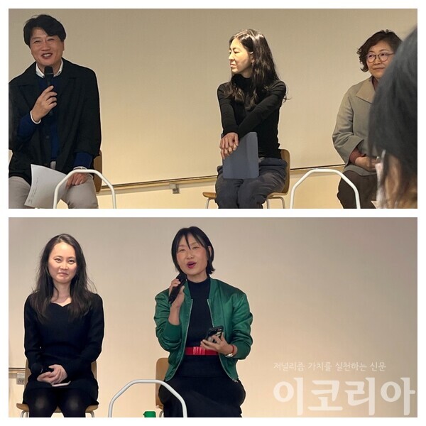 (사진 위쪽 왼쪽부터) 풀무원 오경석 지속가능경영실장, '탄소로운 식탁' 윤지로 작가, 녹색소비자연대 지속가능먹거리위원회 조선행 위원장 (사진 아래쪽 왼쪽부터)굿 푸드 인스티튜트 라연주 리드 , 러쉬코리아 박원정 이사