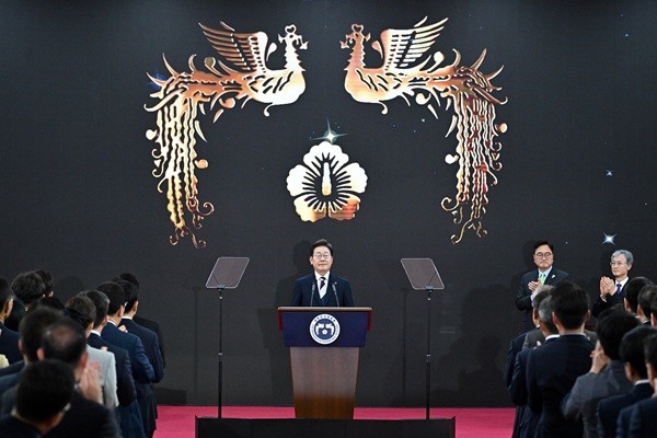 무료 슬롯 카지노 대통령이 4일 서울 여의도 국회 로텐더홀에서 열린 제21대 대통령 취임 선서식에서 취임사를 하고 있다. 사진=뉴시스