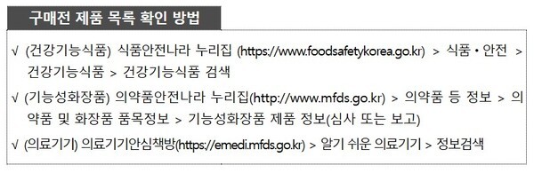 [사진-라이브커머스 구매전 제품 확인 방법, 출처-식약처]