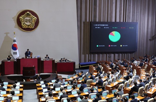 3일 서울 여의도 국회에서 열린 제426회 국회(임시회) 제4차 본회의에서 바카라 도박 일부바카라 도박법률안이 재석 272인, 찬성 220인, 반대 29인, 기권 23인으로 가결되고 있다. 사진=뉴시스