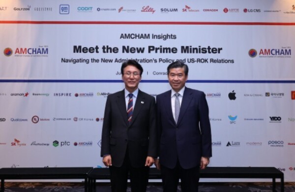 [사진-지난 22일 AMCHAM인사이트 행사에 초청된 김민석 국무총리와]